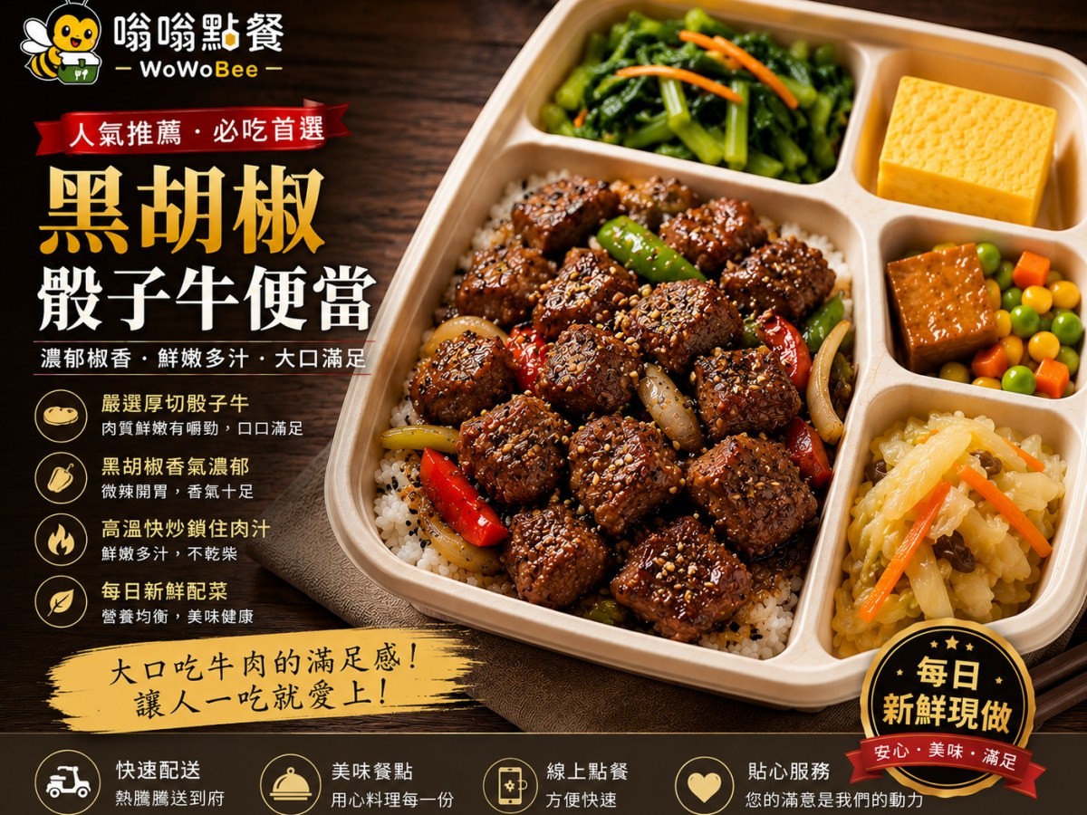 黑胡椒骰子牛便當